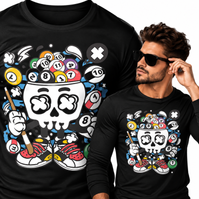 LONGSLEEVE  ANIMOWANY  BILLIARD SKULL
